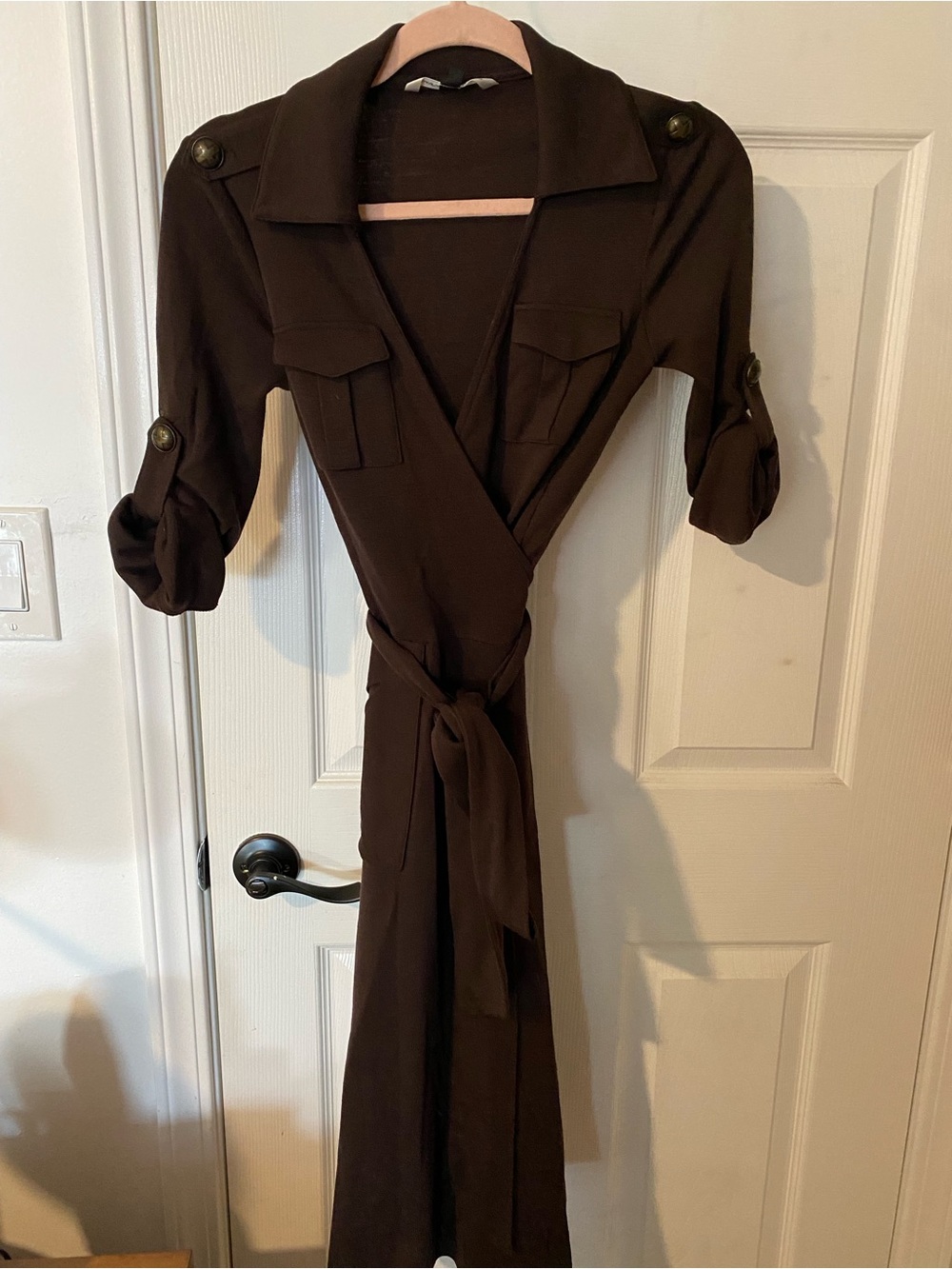 Diane Von Furstenburg Brown Wrap Dress 100% Wool